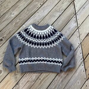 Ann Taylor Women's Grey And White Fair Isle Sweater Size M